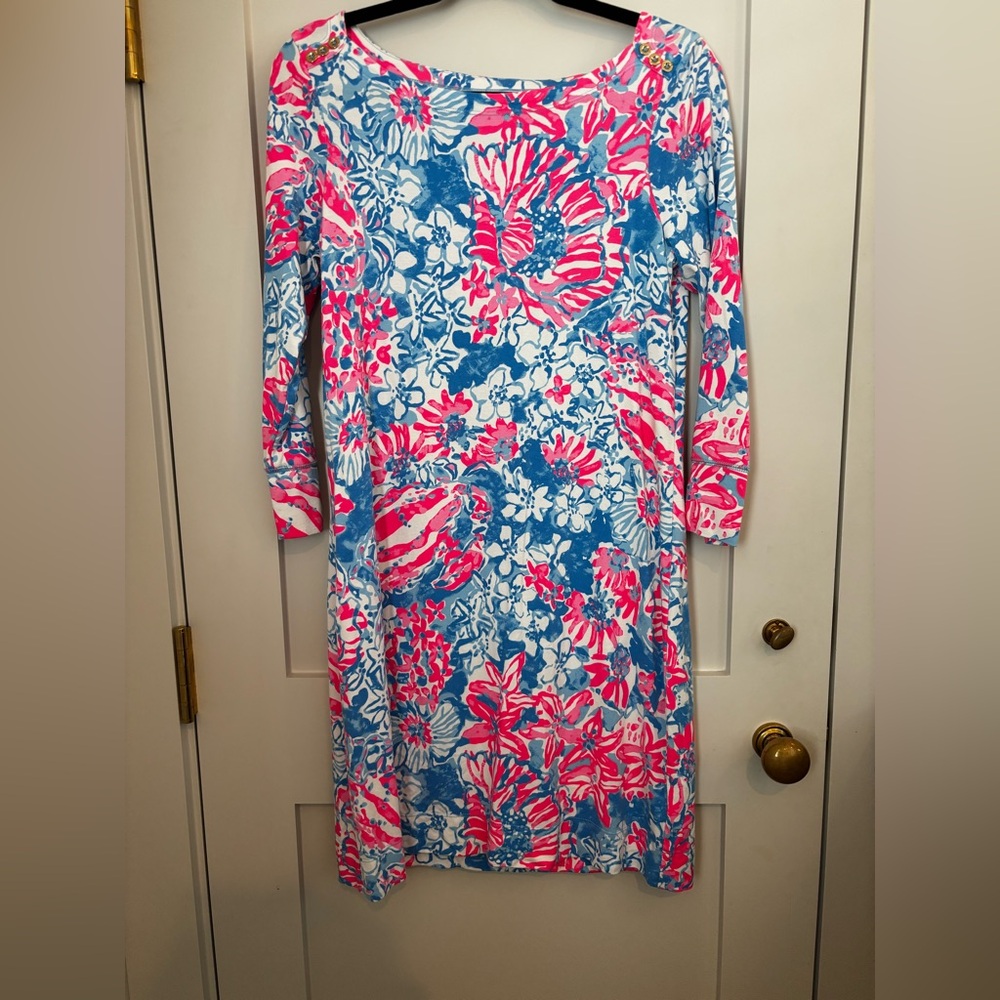 Lilly Pulitzer Floral Print Dress in Pink and Blue, Medium